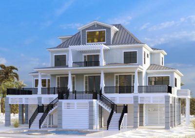 Myrtle Beach Oceanfront Home Rear Elevation Rendering
