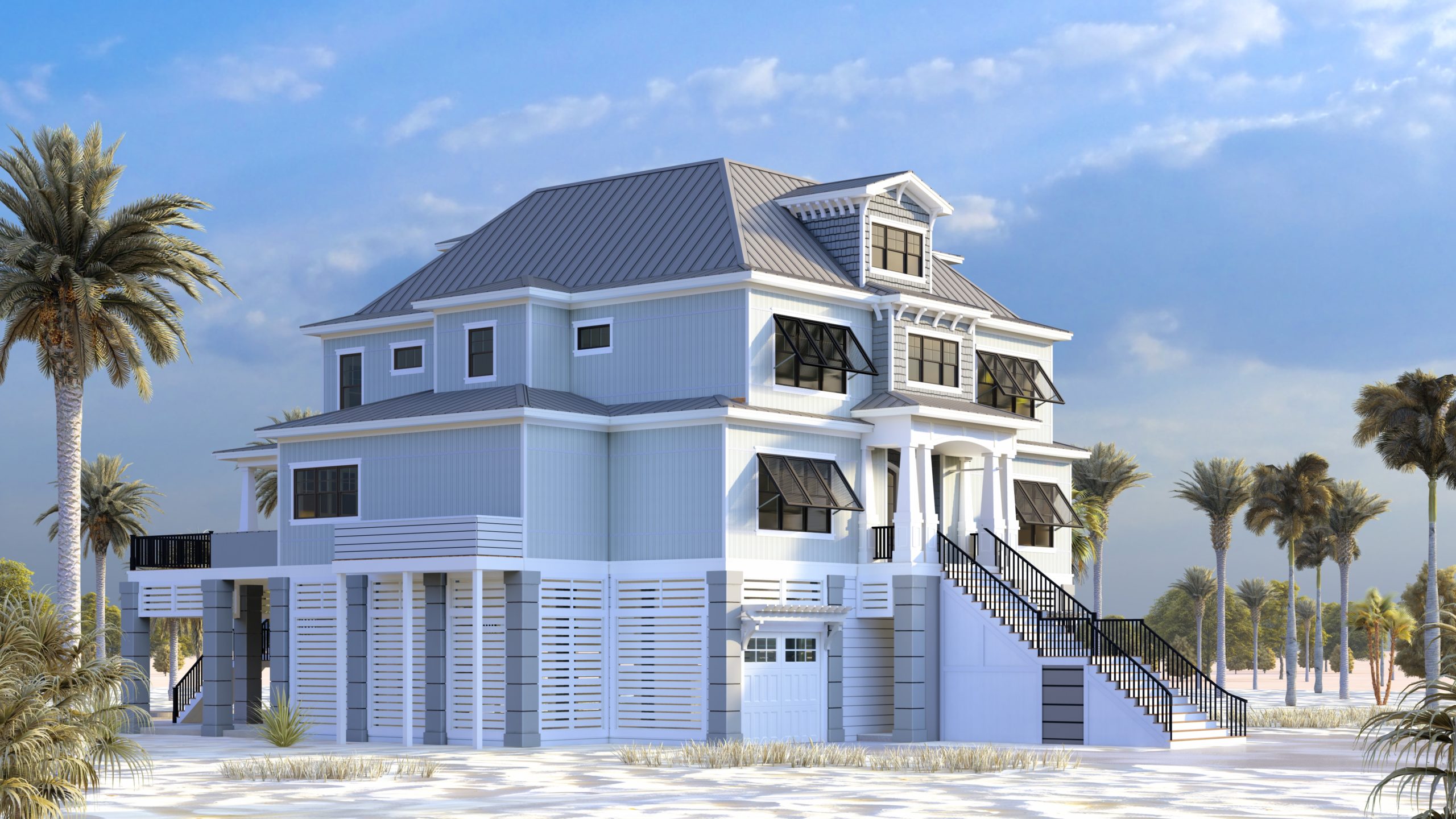 Contemporary Oceanfront Home Rendering